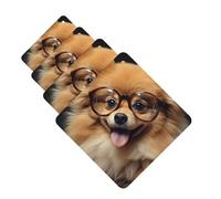 4 Pcs Car Air Fresheners Decorative Car Air Freshener Card Long Lasting Hanging Fragrance Scented Pomeranian dog wearing Glasses Car Aromatherapy Tablets Rearview Mirror Pendant for Men Women