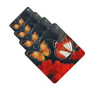 4 Pcs Car Air Fresheners Decorative Car Air Freshener Card Long Lasting Hanging Fragrance Scented Red Flowers and Butterflies Car Aromatherapy Tablets Rearview Mirror Pendant for Men Women