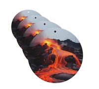 4 Pcs Car Air Fresheners Decorative Car Air Freshener Card Long Lasting Hanging Fragrance Scented Red Hot Lava from Kilauea Volcano Car Aromatherapy Tablets Rearview Mirror Pendant for Men Women