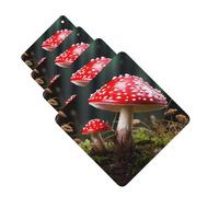 4 Pcs Car Air Fresheners Decorative Car Air Freshener Card Long Lasting Hanging Fragrance Scented Red And White Mushroom Car Aromatherapy Tablets Rearview Mirror Pendant for Men Women