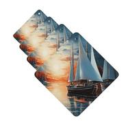 4 Pcs Car Air Fresheners Decorative Car Air Freshener Card Long Lasting Hanging Fragrance Scented Sailing Landscape Car Aromatherapy Tablets Rearview Mirror Pendant for Men Women