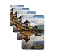 4 Pcs Car Air Fresheners Decorative Car Air Freshener Card Long Lasting Hanging Fragrance Scented Scotland Castle Water Lake Scottish Car Aromatherapy Tablets Rearview Mirror Pendant for Men Women