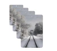 4 Pcs Car Air Fresheners Decorative Car Air Freshener Card Long Lasting Hanging Fragrance Scented Snowy Train Tracks Car Aromatherapy Tablets Rearview Mirror Pendant for Men Women