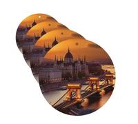 4 Pcs Car Air Fresheners Decorative Car Air Freshener Card Long Lasting Hanging Fragrance Scented Sunset in Budapest Car Aromatherapy Tablets Rearview Mirror Pendant for Men Women