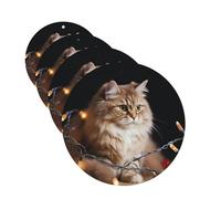 4 Pcs Car Air Fresheners Hanging Fragrance Scented Cards for SUV A cat and Christmas Lights Car Aromatherapy Tablets Auto Interior Mirror Pendant for Bedroom Wardrobe Shoe Cabinet