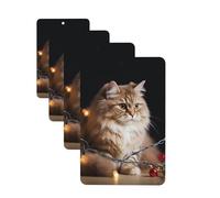 4 Pcs Car Air Fresheners Hanging Fragrance Scented Cards for SUV A cat and Christmas Lights Car Aromatherapy Tablets Auto Interior Mirror Pendant for Bedroom Wardrobe Shoe Cabinet