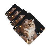 4 Pcs Car Air Fresheners Hanging Fragrance Scented Cards for SUV A cat and Christmas Lights Car Aromatherapy Tablets Auto Interior Mirror Pendant for Bedroom Wardrobe Shoe Cabinet