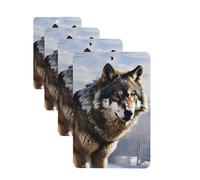 4 Pcs Car Air Fresheners Hanging Fragrance Scented Cards for SUV A wolf Standing in a Snow Car Aromatherapy Tablets Auto Interior Mirror Pendant for Bedroom Wardrobe Shoe Cabinet
