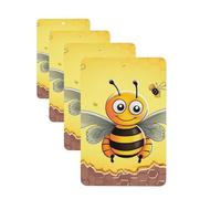 4 Pcs Car Air Fresheners Hanging Fragrance Scented Cards for SUV Bee on the square Car Aromatherapy Tablets Auto Interior Mirror Pendant for Bedroom Wardrobe Shoe Cabinet