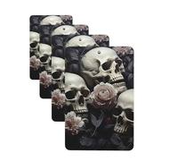 4 Pcs Car Air Fresheners Hanging Fragrance Scented Cards for SUV Black and White Flowers and Skull Car Aromatherapy Tablets Auto Interior Mirror Pendant for Bedroom Wardrobe Shoe Cabinet