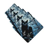 4 Pcs Car Air Fresheners Hanging Fragrance Scented Cards for SUV Black Cat on Tree Car Aromatherapy Tablets Auto Interior Mirror Pendant for Bedroom Wardrobe Shoe Cabinet