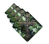 4 Pcs Car Air Fresheners Hanging Fragrance Scented Cards for SUV Black cross among green flowers Car Aromatherapy Tablets Auto Interior Mirror Pendant for Bedroom Wardrobe Shoe Cabinet