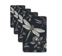 4 Pcs Car Air Fresheners Hanging Fragrance Scented Cards for SUV Black flowers and dragonfly Car Aromatherapy Tablets Auto Interior Mirror Pendant for Bedroom Wardrobe Shoe Cabinet
