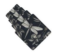4 Pcs Car Air Fresheners Hanging Fragrance Scented Cards for SUV Black flowers and dragonfly Car Aromatherapy Tablets Auto Interior Mirror Pendant for Bedroom Wardrobe Shoe Cabinet