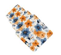 4 Pcs Car Air Fresheners Hanging Fragrance Scented Cards for SUV Blue and orange flowers on white background Car Aromatherapy Tablets Auto Interior Mirror Pendant for Bedroom Wardrobe Shoe Cabinet