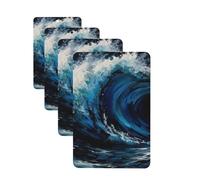 4 Pcs Car Air Fresheners Hanging Fragrance Scented Cards for SUV Blue Wave Painting Car Aromatherapy Tablets Auto Interior Mirror Pendant for Bedroom Wardrobe Shoe Cabinet