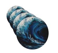 4 Pcs Car Air Fresheners Hanging Fragrance Scented Cards for SUV Blue Wave Painting Car Aromatherapy Tablets Auto Interior Mirror Pendant for Bedroom Wardrobe Shoe Cabinet