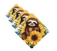 4 Pcs Car Air Fresheners Hanging Fragrance Scented Cards for SUV Cartoon sloth sitting on sunflower Car Aromatherapy Tablets Auto Interior Mirror Pendant for Bedroom Wardrobe Shoe Cabinet