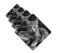4 Pcs Car Air Fresheners Hanging Fragrance Scented Cards for SUV Cat on Wooden Table Car Aromatherapy Tablets Auto Interior Mirror Pendant for Bedroom Wardrobe Shoe Cabinet