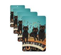 4 Pcs Car Air Fresheners Hanging Fragrance Scented Cards for SUV Cats lying on the piano keyboard Car Aromatherapy Tablets Auto Interior Mirror Pendant for Bedroom Wardrobe Shoe Cabinet