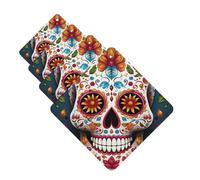 4 Pcs Car Air Fresheners Hanging Fragrance Scented Cards for SUV Colorful Sugar Skull Car Aromatherapy Tablets Auto Interior Mirror Pendant for Bedroom Wardrobe Shoe Cabinet