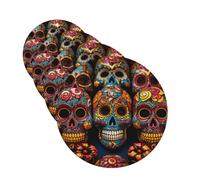 4 Pcs Car Air Fresheners Hanging Fragrance Scented Cards for SUV Colorful Sugar Skulls Car Aromatherapy Tablets Auto Interior Mirror Pendant for Bedroom Wardrobe Shoe Cabinet