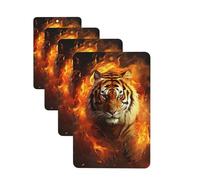 4 Pcs Car Air Fresheners Hanging Fragrance Scented Cards for SUV Cool Tiger in Flame Car Aromatherapy Tablets Auto Interior Mirror Pendant for Bedroom Wardrobe Shoe Cabinet