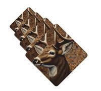 4 Pcs Car Air Fresheners Hanging Fragrance Scented Cards for SUV Deer on brown background Car Aromatherapy Tablets Auto Interior Mirror Pendant for Bedroom Wardrobe Shoe Cabinet