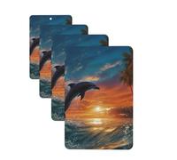 4 Pcs Car Air Fresheners Hanging Fragrance Scented Cards for SUV Dolphins and Palm Trees Car Aromatherapy Tablets Auto Interior Mirror Pendant for Bedroom Wardrobe Shoe Cabinet