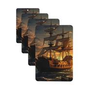 4 Pcs Car Air Fresheners Hanging Fragrance Scented Cards for SUV Fantasy pirate ship Car Aromatherapy Tablets Auto Interior Mirror Pendant for Bedroom Wardrobe Shoe Cabinet