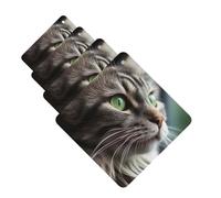 4 Pcs Car Air Fresheners Hanging Fragrance Scented Cards for SUV Gray Cat with Green Eyes Car Aromatherapy Tablets Auto Interior Mirror Pendant for Bedroom Wardrobe Shoe Cabinet