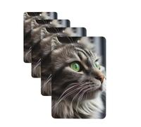 4 Pcs Car Air Fresheners Hanging Fragrance Scented Cards for SUV Gray Cat with Green Eyes Car Aromatherapy Tablets Auto Interior Mirror Pendant for Bedroom Wardrobe Shoe Cabinet