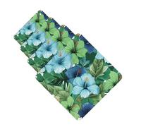 4 Pcs Car Air Fresheners Hanging Fragrance Scented Cards for SUV Green and blue hibiscus flowers Car Aromatherapy Tablets Auto Interior Mirror Pendant for Bedroom Wardrobe Shoe Cabinet