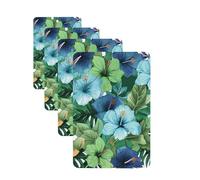 4 Pcs Car Air Fresheners Hanging Fragrance Scented Cards for SUV Green and blue hibiscus flowers Car Aromatherapy Tablets Auto Interior Mirror Pendant for Bedroom Wardrobe Shoe Cabinet