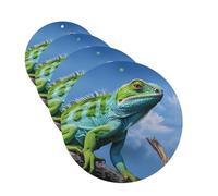 4 Pcs Car Air Fresheners Hanging Fragrance Scented Cards for SUV Green Lizard Car Aromatherapy Tablets Auto Interior Mirror Pendant for Bedroom Wardrobe Shoe Cabinet