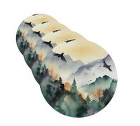 4 Pcs Car Air Fresheners Hanging Fragrance Scented Cards for SUV Mountain birds watercolor Car Aromatherapy Tablets Auto Interior Mirror Pendant for Bedroom Wardrobe Shoe Cabinet