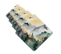 4 Pcs Car Air Fresheners Hanging Fragrance Scented Cards for SUV Mountain birds watercolor Car Aromatherapy Tablets Auto Interior Mirror Pendant for Bedroom Wardrobe Shoe Cabinet