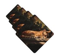 4 Pcs Car Air Fresheners Hanging Fragrance Scented Cards for SUV Orange Cat Sleeping Car Aromatherapy Tablets Auto Interior Mirror Pendant for Bedroom Wardrobe Shoe Cabinet