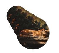 4 Pcs Car Air Fresheners Hanging Fragrance Scented Cards for SUV Orange Cat Sleeping Car Aromatherapy Tablets Auto Interior Mirror Pendant for Bedroom Wardrobe Shoe Cabinet