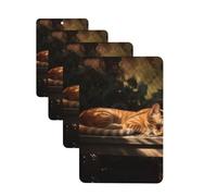 4 Pcs Car Air Fresheners Hanging Fragrance Scented Cards for SUV Orange Cat Sleeping Car Aromatherapy Tablets Auto Interior Mirror Pendant for Bedroom Wardrobe Shoe Cabinet