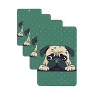4 Pcs Car Air Fresheners Hanging Fragrance Scented Cards for SUV Pug Green Polka Dot Car Aromatherapy Tablets Auto Interior Mirror Pendant for Bedroom Wardrobe Shoe Cabinet