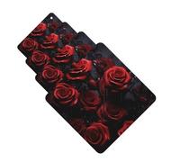 4 Pcs Car Air Fresheners Hanging Fragrance Scented Cards for SUV Red Rose Photo Car Aromatherapy Tablets Auto Interior Mirror Pendant for Bedroom Wardrobe Shoe Cabinet