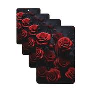 4 Pcs Car Air Fresheners Hanging Fragrance Scented Cards for SUV Red Rose Photo Car Aromatherapy Tablets Auto Interior Mirror Pendant for Bedroom Wardrobe Shoe Cabinet