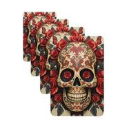 4 Pcs Car Air Fresheners Hanging Fragrance Scented Cards for SUV Red rose sugar skull Car Aromatherapy Tablets Auto Interior Mirror Pendant for Bedroom Wardrobe Shoe Cabinet