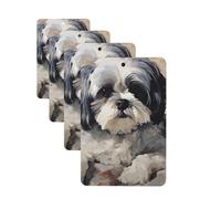 4 Pcs Car Air Fresheners Hanging Fragrance Scented Cards for SUV Shih Tzu Car Aromatherapy Tablets Auto Interior Mirror Pendant for Bedroom Wardrobe Shoe Cabinet