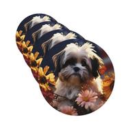 4 Pcs Car Air Fresheners Hanging Fragrance Scented Cards for SUV Shih Tzu dog and flowers Car Aromatherapy Tablets Auto Interior Mirror Pendant for Bedroom Wardrobe Shoe Cabinet