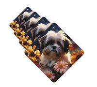 4 Pcs Car Air Fresheners Hanging Fragrance Scented Cards for SUV Shih Tzu dog and flowers Car Aromatherapy Tablets Auto Interior Mirror Pendant for Bedroom Wardrobe Shoe Cabinet