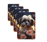 4 Pcs Car Air Fresheners Hanging Fragrance Scented Cards for SUV Shih Tzu dog and flowers Car Aromatherapy Tablets Auto Interior Mirror Pendant for Bedroom Wardrobe Shoe Cabinet