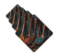 4 Pcs Car Air Fresheners Hanging Fragrance Scented Cards for SUV Spices on Wooden Spoon Car Aromatherapy Tablets Auto Interior Mirror Pendant for Bedroom Wardrobe Shoe Cabinet