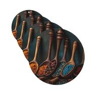 4 Pcs Car Air Fresheners Hanging Fragrance Scented Cards for SUV Spices on Wooden Spoon Car Aromatherapy Tablets Auto Interior Mirror Pendant for Bedroom Wardrobe Shoe Cabinet